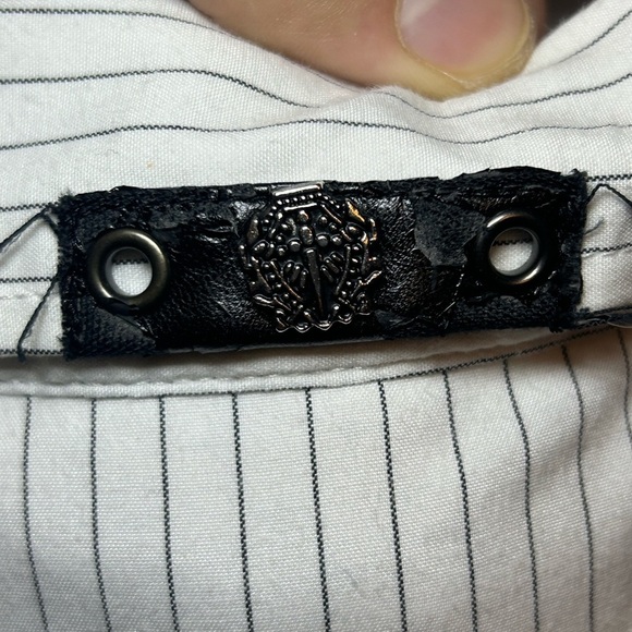 Rhinstone studded longsleeve button up striped dress shirt - Picture 3 of 11